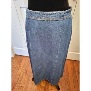 Denim Chambray A Line Maxi Skirt sz 4 Basic Editions Western Cottage Grunge Boho